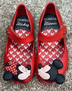 Mini Melissa x Disney Mickey and Minnie Mouse Kissing Mary Jane Shoes Size: 6C